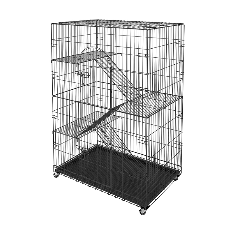 3-Tier Large Foldable Metal Wire Cat Cage (1) 3 Tier Large Foldable Metal Wire Cat Cage 1
