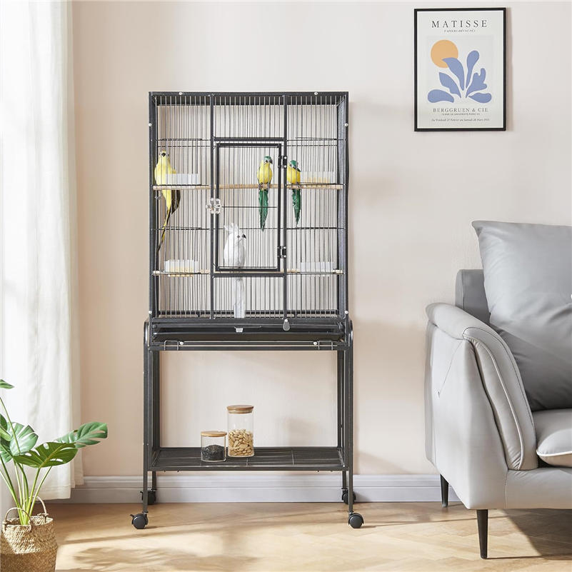 Rolling Stand Large Metal Parrot Bird Cage (2) Rolling Stand Large Metal Parrot Bird Cage 2